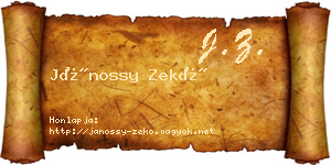 Jánossy Zekő névjegykártya